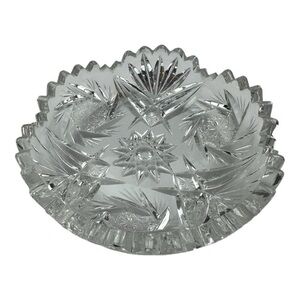 Antique ABP American Brilliant Cut Glass sawtooth  Small Round Bowl Dish 5"